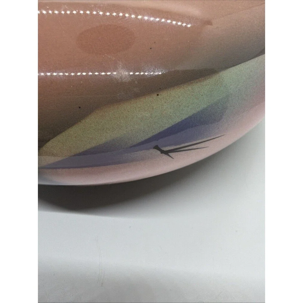 Vintage Judith Stiles Studio Art Pottery Multicolor Bowl- 9 Inches- Signed
